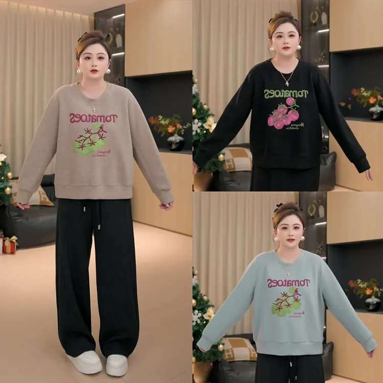 【胖佳佳】现货~事柿如意 冬季时尚奢级肤感自发热卫衣H625D17334