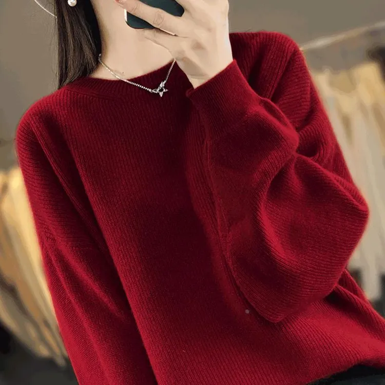 杜拉妮打底衫女秋冬季2025款大码针织上衣内搭本命年衣服红色毛衣