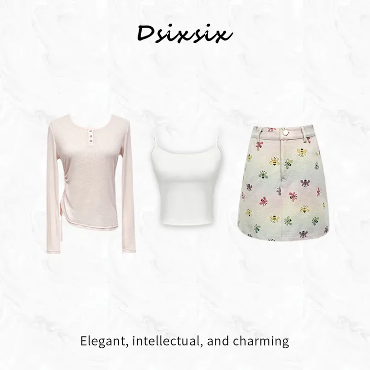 Cherry She【彩虹公园】时尚夏季新款显瘦气质复古百搭洋气套装裙