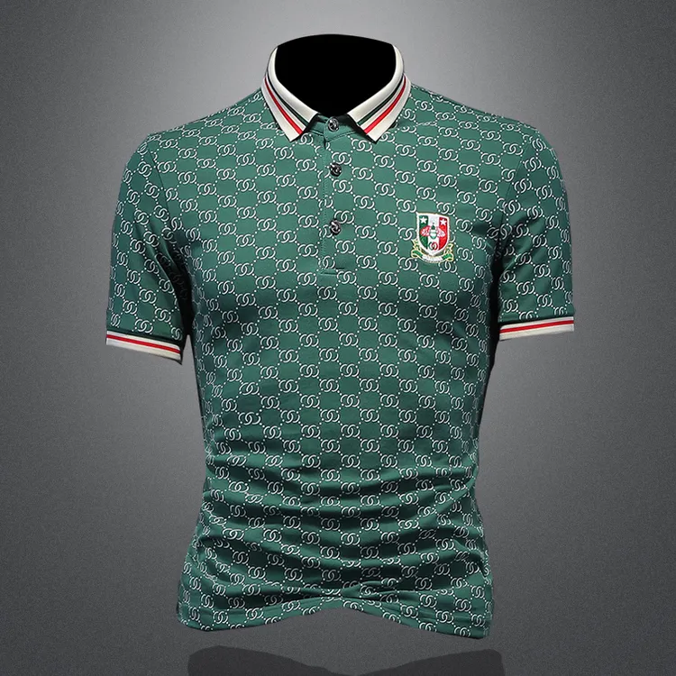 夏季时尚短袖POLO衫男大码t恤修身潮刺绣休闲保罗衫男士冰丝polo