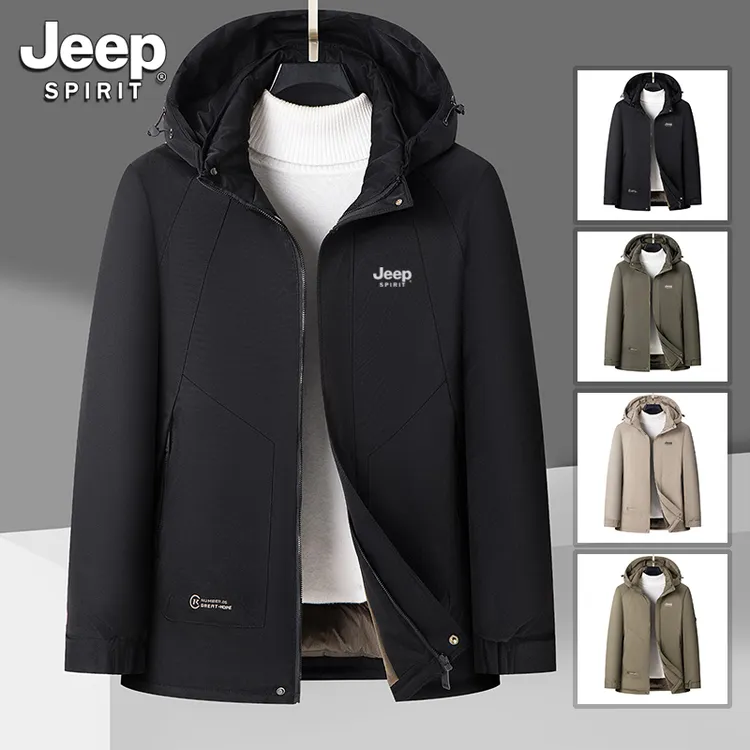 JEEPSPIRIT吉普棉衣男士冬季保暖加厚中老年爸爸商务男装棉服外套