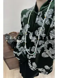 金禾【金禾专属】秋款国风丝绒钉珠亮片刺绣轻奢气质上衣3709