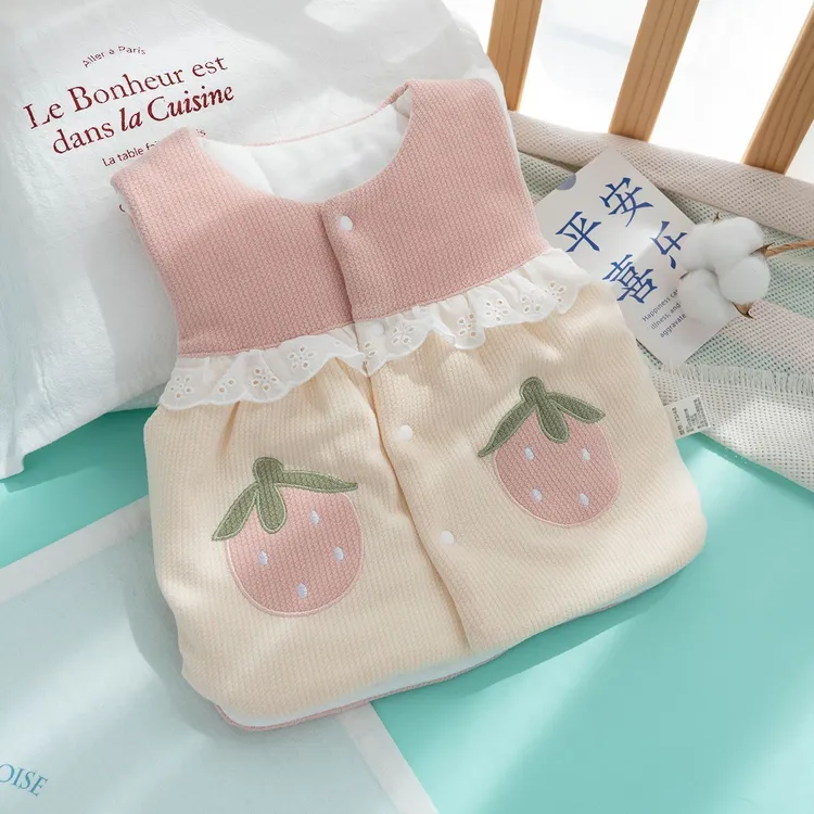 巴拉【断码】婴儿女宝宝马甲秋冬保暖夹棉保暖对开扣背心加厚