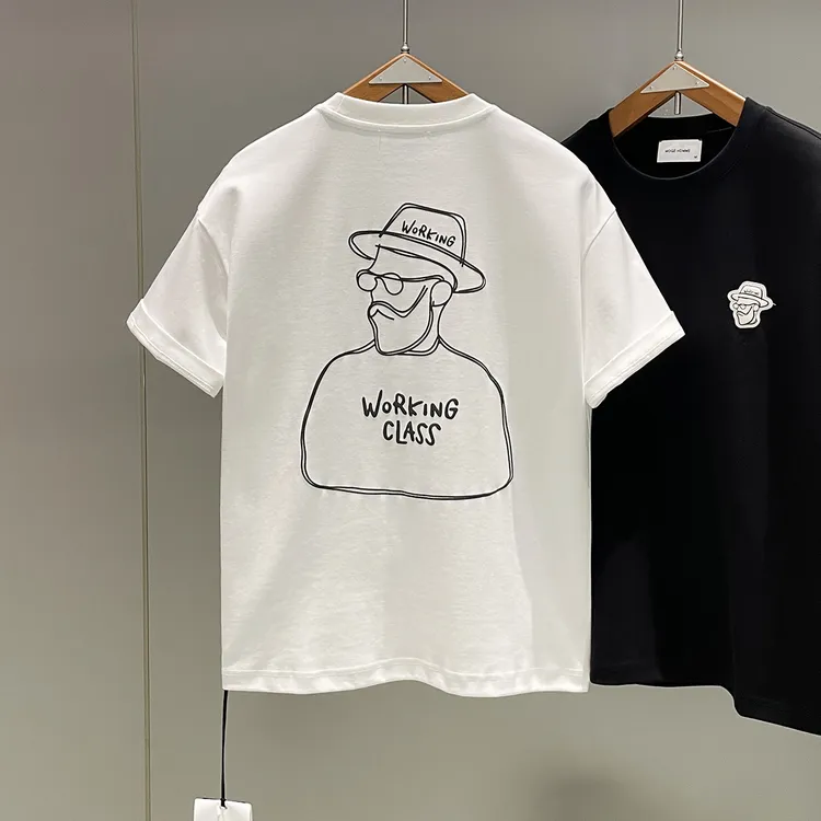 欧洲站2025夏季新款男士短袖t恤美式休闲潮牌简约圆领宽松上衣男