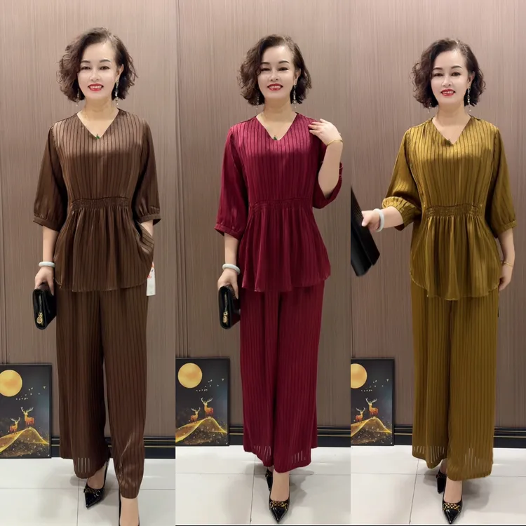 871款时尚休闲气质减龄薄款宽松短袖套装