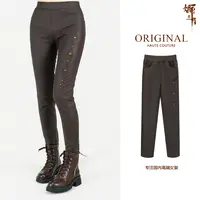 娜三月【原创】高级复古简约手工钉珠刺绣大弹力小脚裤KZ0007