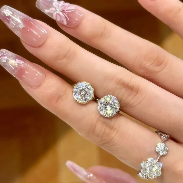 恒美娜 925银莫桑石耳饰 D色莫桑钻~大女主纯银耳扣时尚百搭精致Y