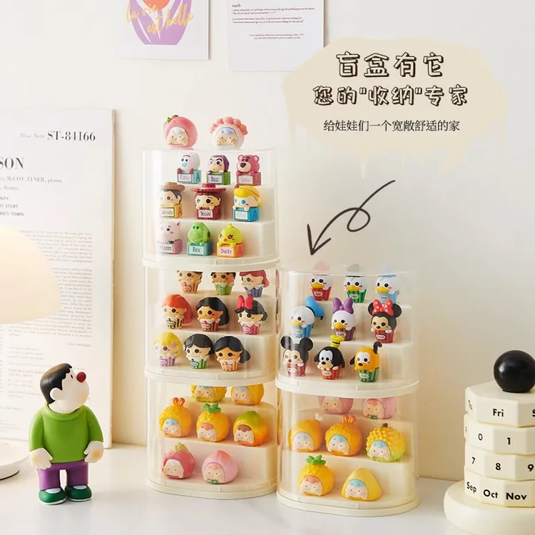 萌粒展示盒贪吃崽崽手办小摆件防尘亚克力P泡玛特盲盒展示架收纳