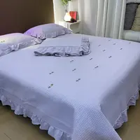 畅姐推荐【全棉刺绣床盖套件】全棉提花床盖套件四季款床上用品