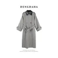 DENGDAHA「柏林英伦」老钱风纯色长袖单排开衫毛呢大衣HBZXP710093