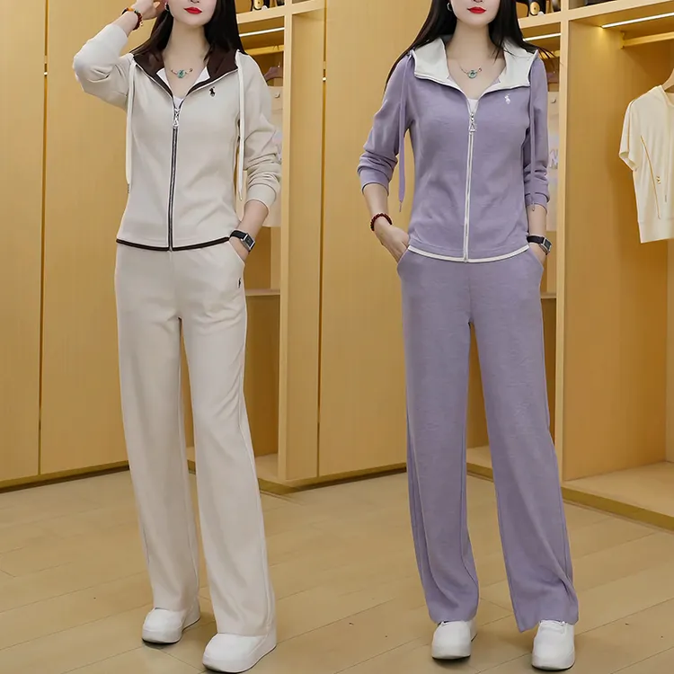 连帽开衫运动套装女2025新款韩版春秋时尚洋气宽松显瘦休闲两件套