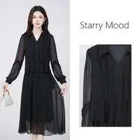 【星晴名品】2025黑色尤莱特穿搭时尚气质显瘦轻奢长裙连衣裙