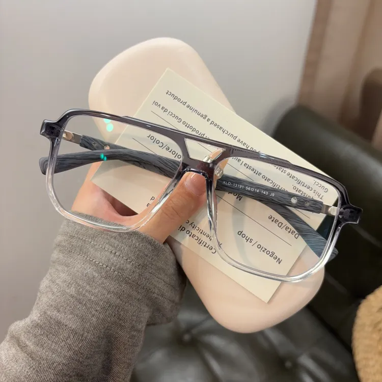 痞帅双梁加宽加大眼镜男新国潮仿木纹设计显瘦显脸小眼睛专业配镜