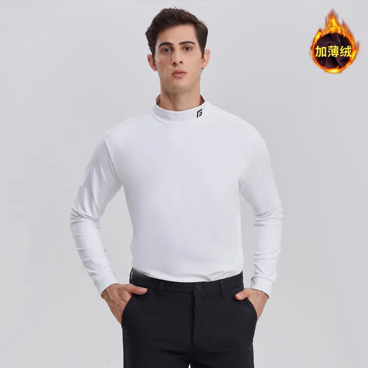 高尔夫男士保暖打底衫秋冬季加厚舒适休闲加绒高领套头弹力男装