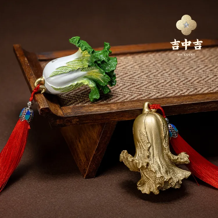 吉中吉·铜《手握百财》客厅桌面铜白菜摆件 家居装饰工艺品