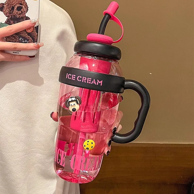 夏天新款食品级塑料便携大容量带吸管高颜值冰霸杯