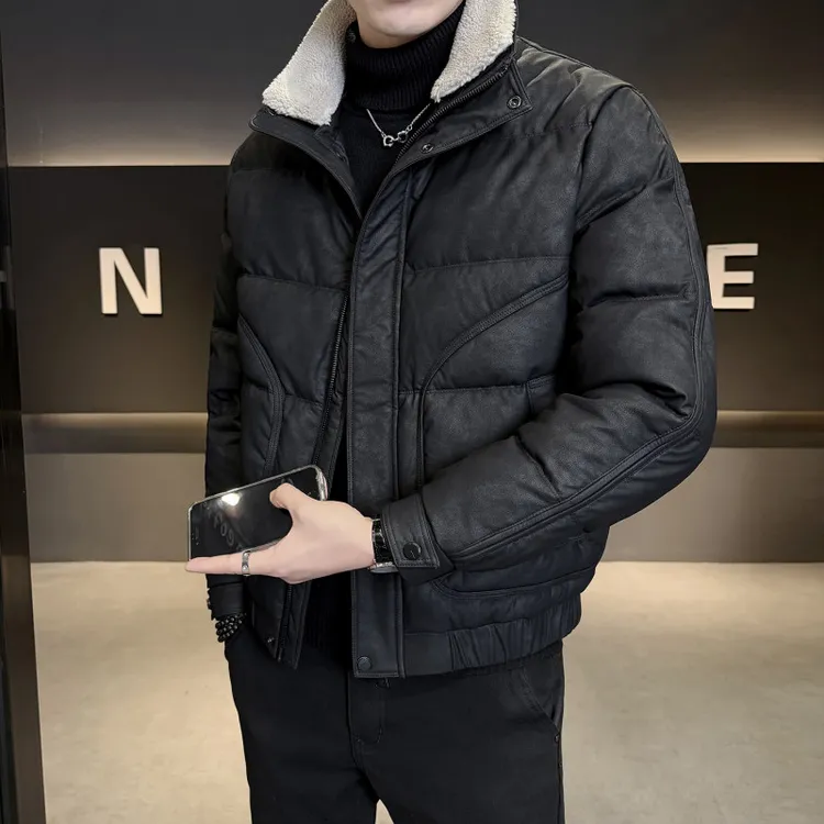 羽绒服男冬季潮流新款潮牌高级感毛领可拆卸短款加厚冬天立领外套