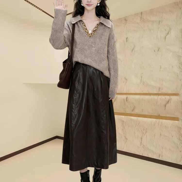 宽松慵懒风毛衣半身裙休闲套装女款2025秋季新款网红洋气炸街女装