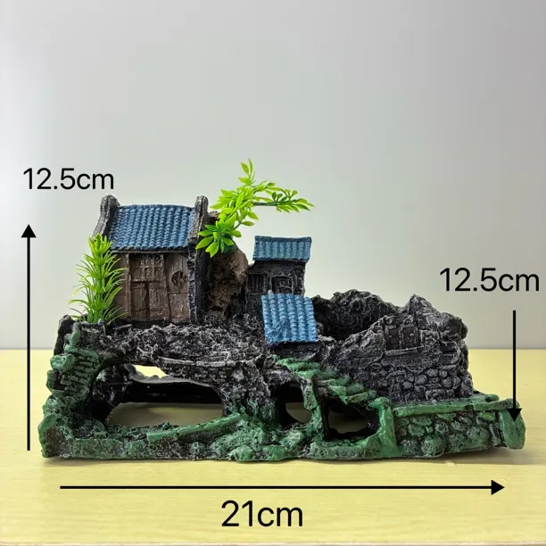 鱼缸造景江南水乡风格树脂建筑摆件水族箱装饰布景