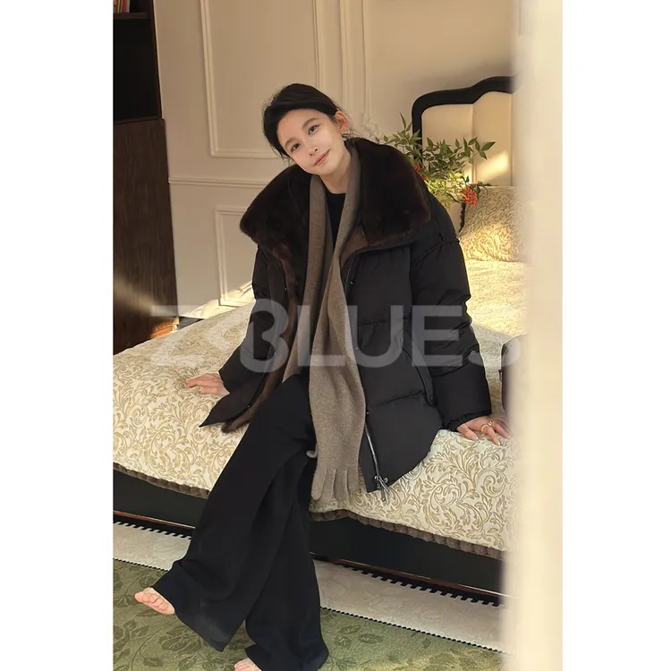 Z.blues【雪域猎人】哑光斜纹肌理可脱卸水貂毛领羽绒服YZDFDG0290