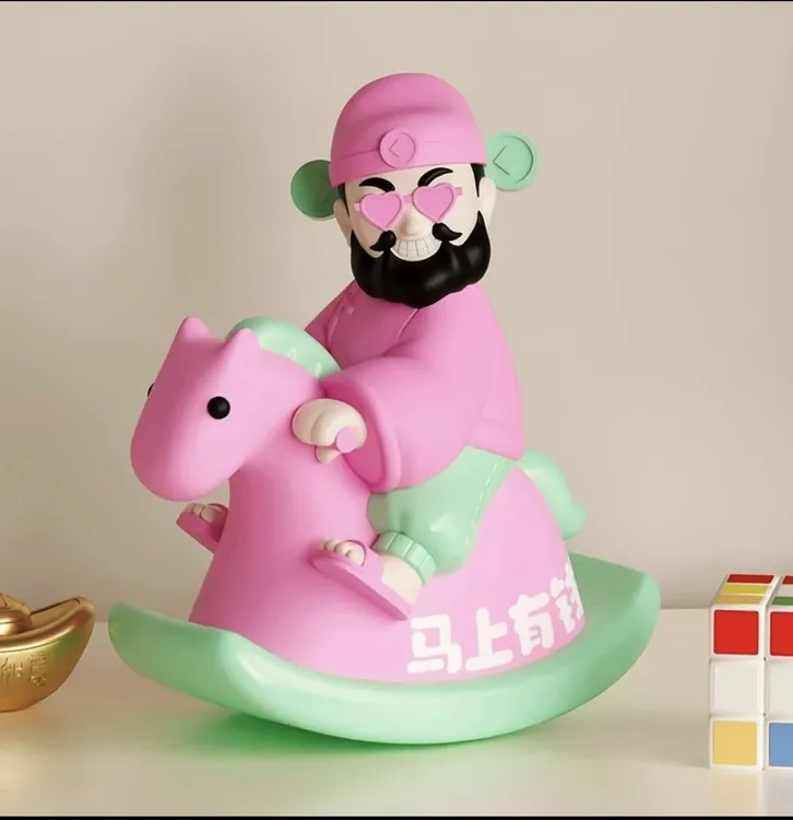 摇摇马财神爷摆件招财车载客厅创意手办办公室装饰品乔迁开业礼物