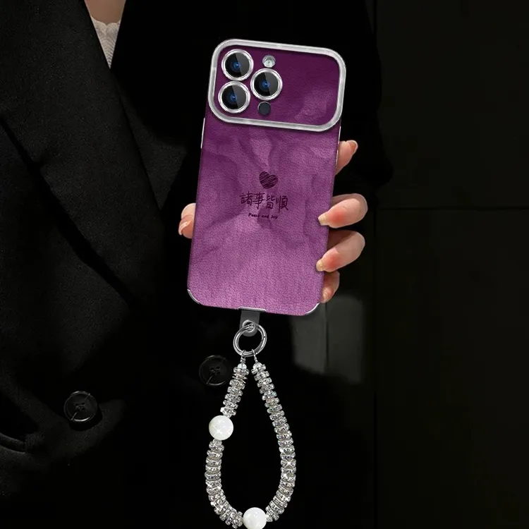 适用诸事皆顺苹果vivo华为oppo小米iPhone17大视窗羊皮全包手机壳