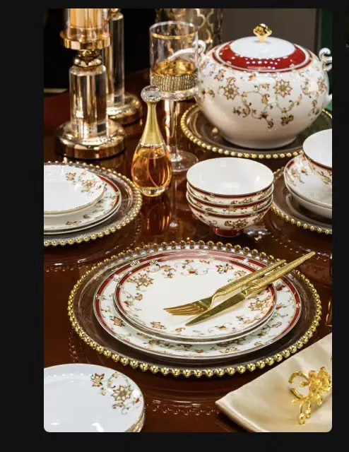 欧式高级感景德镇骨瓷碗碟套装现代轻奢乔迁新居礼品