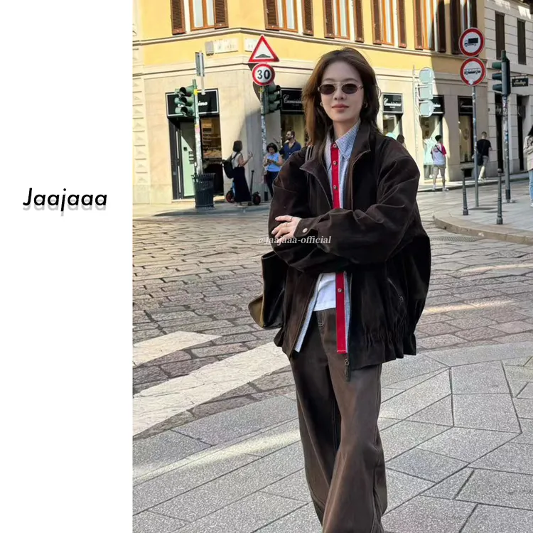 Jaajaaa教父手礼  设计感复古小众时尚百搭休闲宽松夹克外套/FXCF