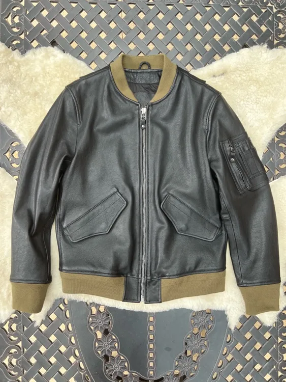 MA1美式复古飞行服1.2mm进口植鞣绵羊皮泡皮皮衣男女棒球服夹克