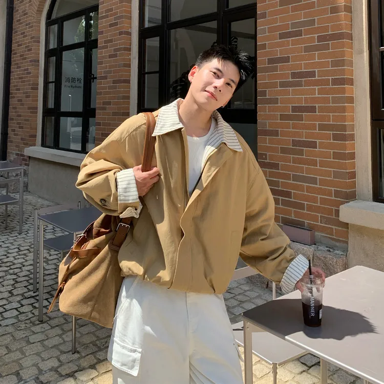 Holocene美式潮牌设计感翻领麂皮绒夹克男巴恩风廓形宽松外套W264