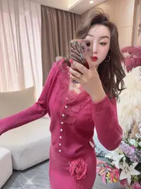 DC【冬月瑰香】高级气质显瘦法式时尚设计师蕾丝领上衣开衫