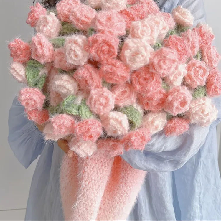 （非成品）雪妃尔魔法球玫瑰花束毯子毛线材料包，送视频教程工具
