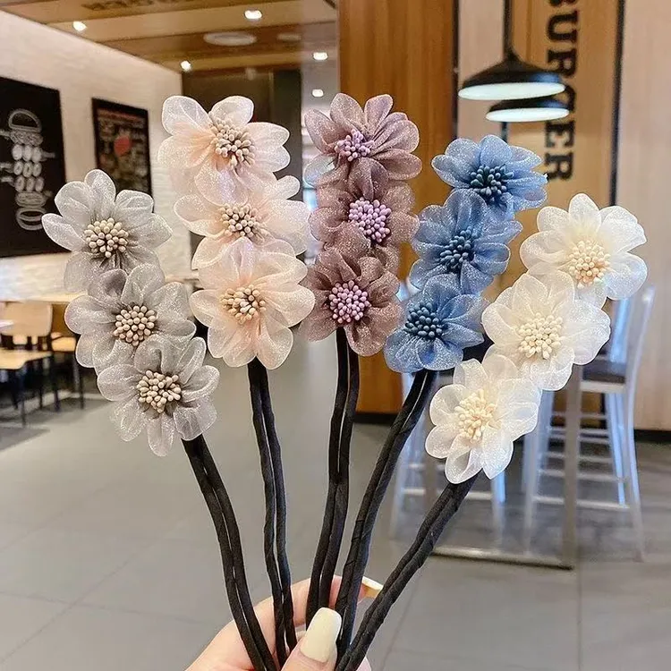 懒人丸子头盘发器头饰韩式简约百搭扎发花苞头新款花朵盘发神器女