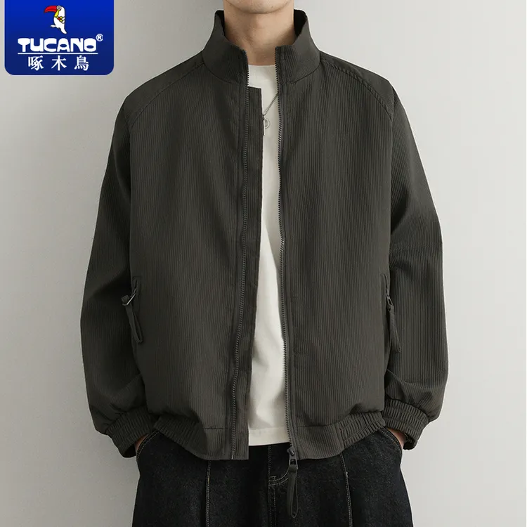 啄木鸟立领夹克外套男款爆款2026新款潮流痞帅青年上衣男士秋冬款