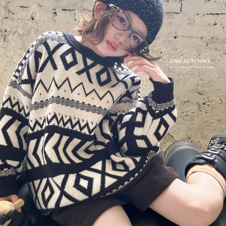 现货「UNO AUTUNNO」【几何默片】双柔纱女中大童冬季毛衣GD2384