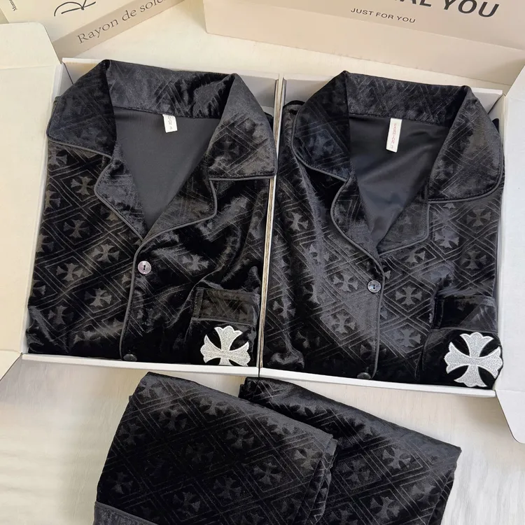 情侣睡衣秋冬季长袖金丝绒加厚轻奢高级感豹纹克罗男女家居服套装