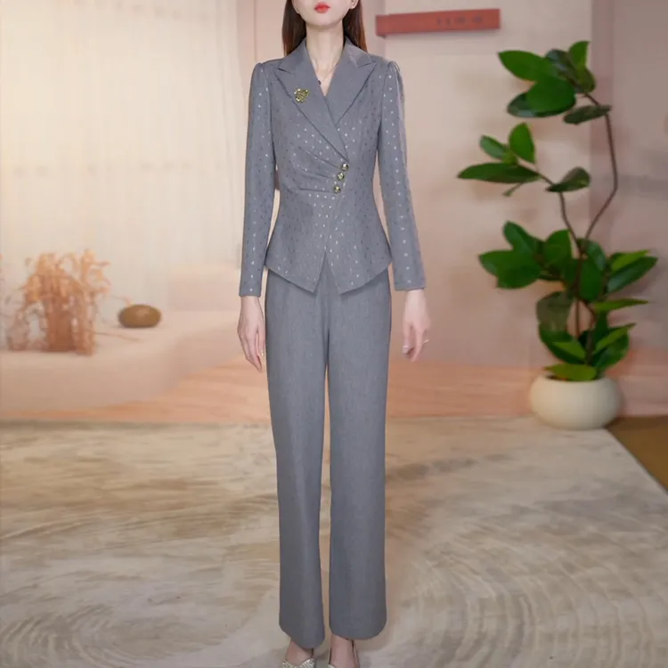 时尚西装套装女2025秋季新款中年妈妈装端庄大气显瘦阔腿裤两件套