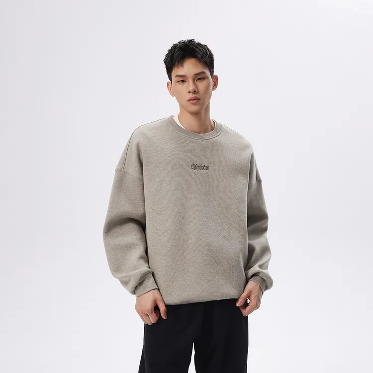 CHINISM赤尘 仿羊羔绒圆领卫衣男冬季新款加厚上衣1103