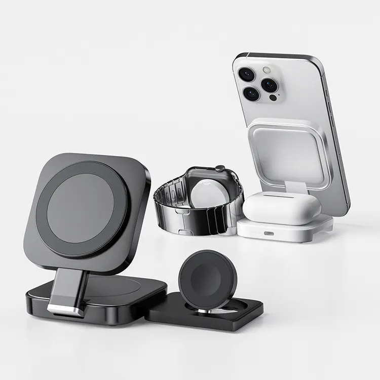 三合一无线充电器磁吸适用苹果17手表Applewatch快充收纳折叠支架