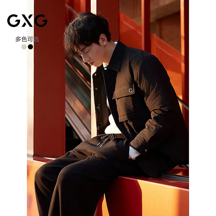 GXG男装 商场同款绗缝衬衫式加厚夹克通勤外套 24年冬#G24X214103