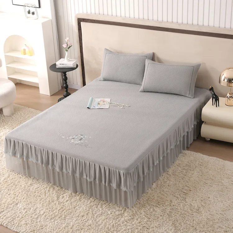 夏天冰豆豆凉席冰丝席蕾丝床裙款可机洗1.5米1.8米床席子夏季软席