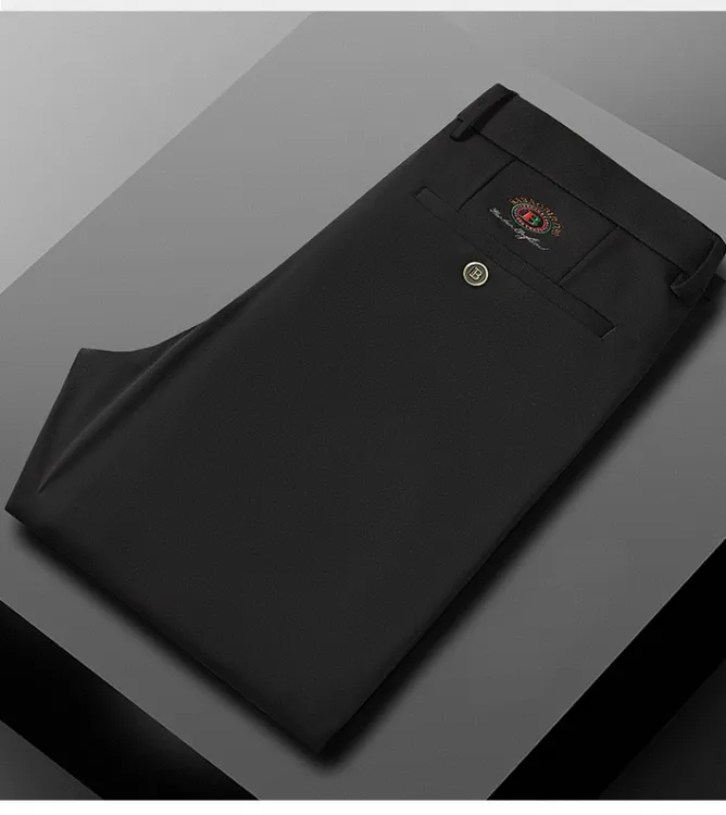 新款加绒加厚休闲商务裤冬男保暖裤子男士轻奢弹力百搭直筒休闲裤