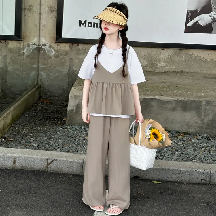 女童夏装薄款洋气韩系中大童儿童夏季休闲三件套6-12岁潮款高级感