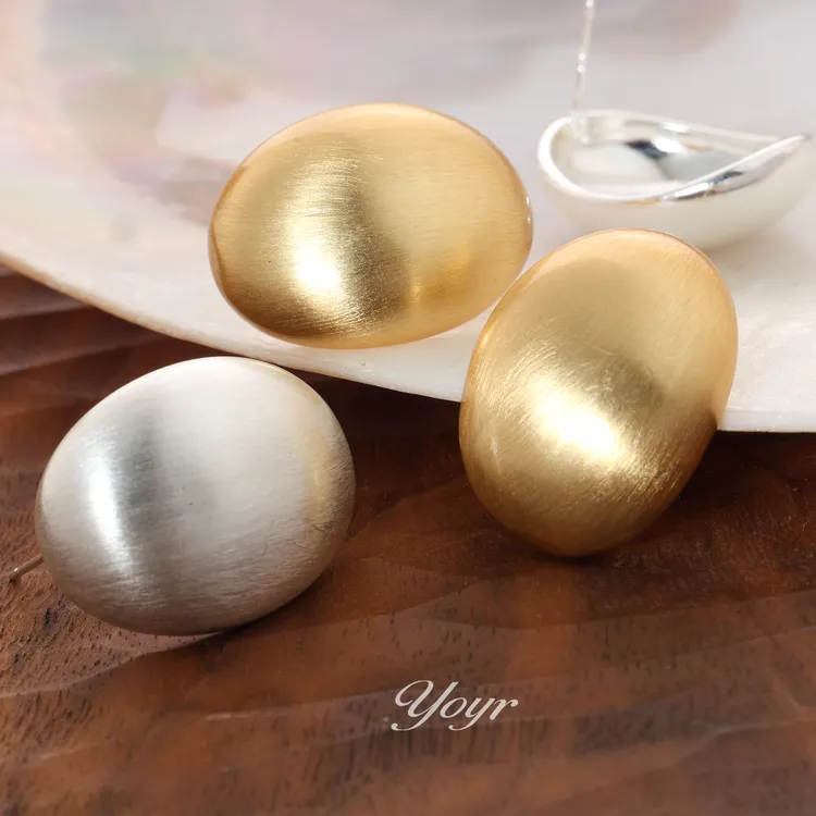 YOYR 黄铜耳饰 拉丝椭圆耳钉复古高级感简约气质耳环