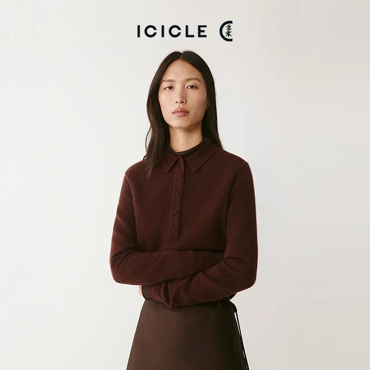 ICICLE之禾25秋冬新品羊绒套头POLO针织衫0815