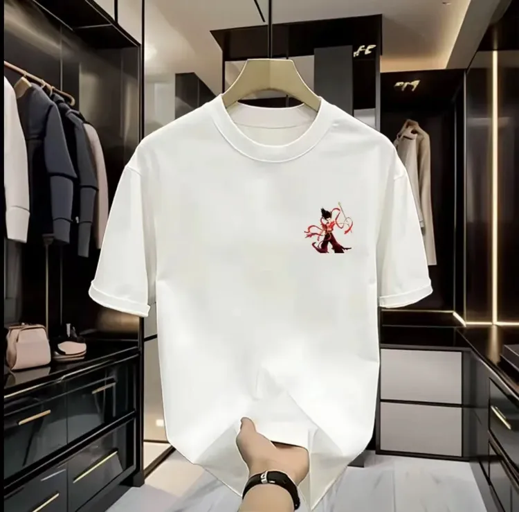 2025款哪吒印花男圆领纯棉短袖T恤夏季国潮个性百搭宽松休闲潮流T