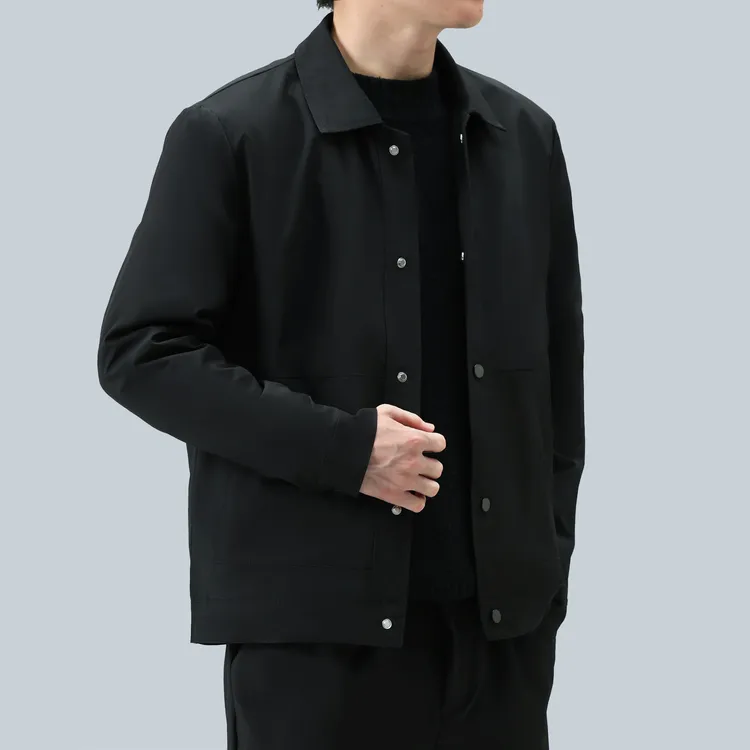 翻领秋冬季男加棉加厚百搭夹克休闲薄棉衣青年正肩商务二棉外套