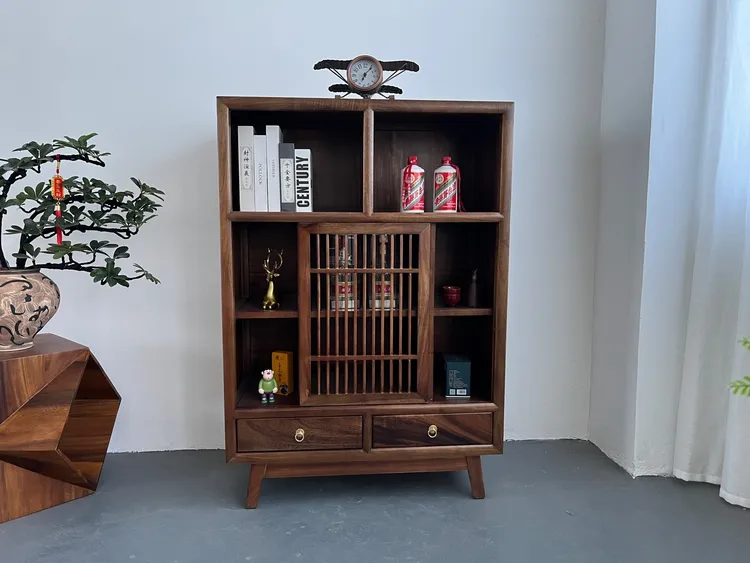 置物柜经济型新中式储藏品质奢华型胡桃木博古架省内包邮