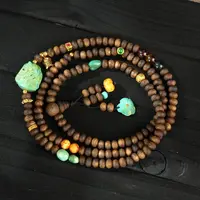 沉香【壹芳珠宝】天然沉香马到成功18K金镶多圈5-6mm