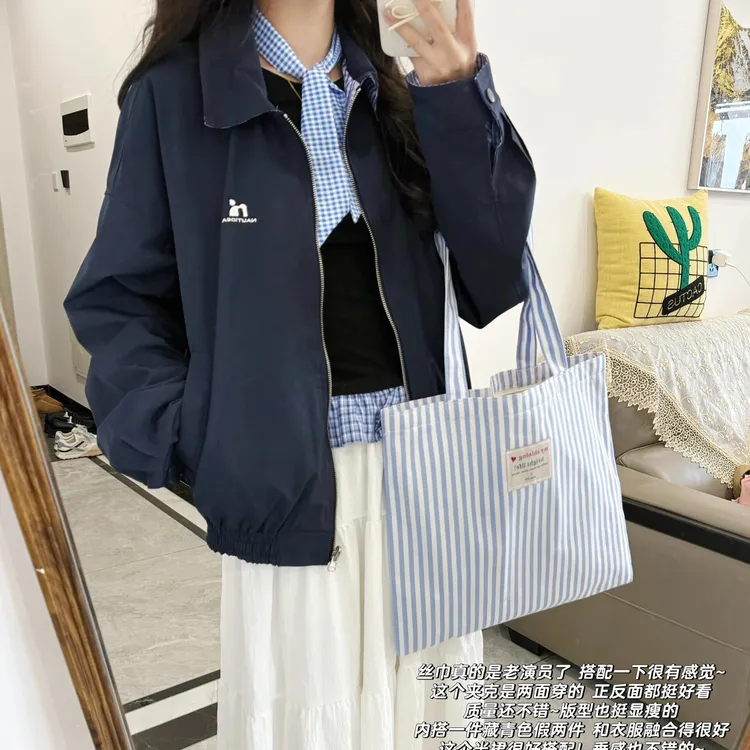 原野空间秋季日系穿搭双面穿外套女款秋2025新款女小个子夹克春秋